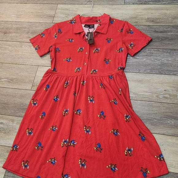 Disney Cakeworthy Red Juniors Dress with Stitch Character Print Size Xlarge - Picture 8 of 8
